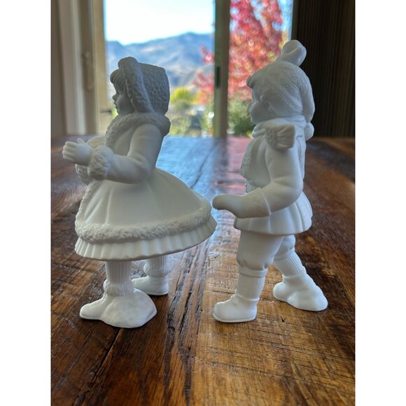 Department 56 Winter Silhouette Shiny Skates & Sled Porcelain Figurine Set Of 2 - Picture 8 of 10